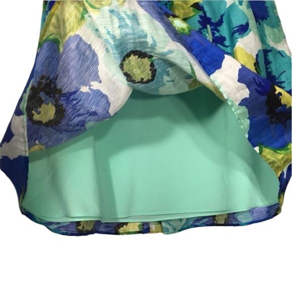 ANN TAYLOR LOFT LINEN BLEND WATERCOLOR FLORAL PLEATED MINI SKIRT 6 - Picture 7 of 13